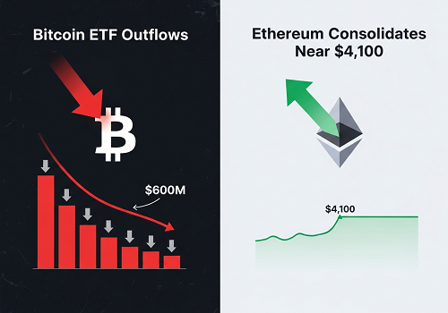 خروج سرمایه از ETFهای بیت‌کوین نشان از ضعف احساسات، در حالی که اتریوم نزدیک ۴,۱۰۰ دلار تثبیت می‌شود